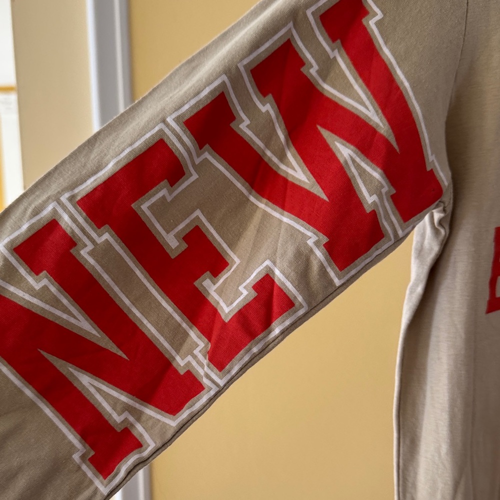 On Fire Beige Long Sleeve with Red New York Print - Picture 2 of 6